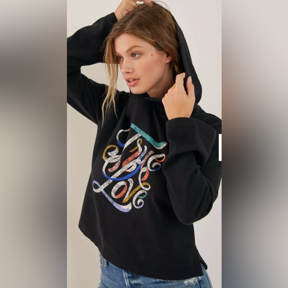 Anthropologie True Love Graphic Cropped Hoodie